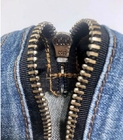 Custom Apparel Supplier Men'S Blue Slim Fit Jeans Stretch Destroyed Ripped Skinny Jeans Knee Zipper Jeans